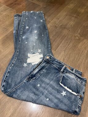 Judy Blue Women’s Star-Print Blue Denim Jeans 24W